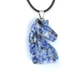 Natuurlijke Sodaliet eenhoorn paard hanger met zwart koord ketting en zilveren sluiting - Sodaliet