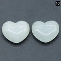 Set de dos piedras de ojo de gato verde claro en forma de corazón, acabado pulido - Blanco