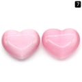Dos piedras de ojo de gato rosa en forma de corazón para joyas DIY y artesanía - Rosa