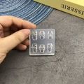 Detail view of transparent silicone nail art mold featuring six 3D bowknot designs - 126-Bow-knot