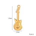 18k gold plated stainless steel guitar pendant charm for DIY jewelry making 31x11mm - Guitar / Steel