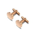 Macro detail of polished rose gold cufflinks with brushed metal texture and T-bar clasp - One Pair / Rose Gold
