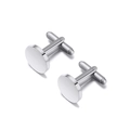 Polished silver stainless steel round cufflinks for men featuring classic bullet back closure - One Pair / Steel
