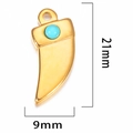 21x9mm gold stainless steel dagger pendant with turquoise stone and top ring - Turquoise