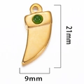 Gold stainless steel dagger pendant with round green gemstone inlay 21x9mm size - Light Green