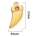 Golden stainless steel tusk pendant with pink stone inlay, size 21mm by 9mm - Light Purple