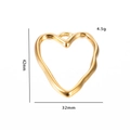 Irregular organic heart pendant in golden finish, 42mm size for DIY jewelry making - Organic Streamline Heart Style (Heart-1) / Gold