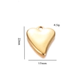 Golden heart pendant charm 22mm by 17mm with polished finish and circular ring connector - Classic Full Heart Style (Heart-4) / Gold