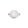 Sint-Benedictus medaille connector van roestvrij staal voor DIY sieraden maken - Staal Kleur 16mm