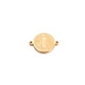 Gouden Sint-Benedictus medaille connector van roestvrij staal met dubbel gat ontwerp - Goud 14mm