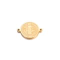 Gouden St. Benedictus penning connector van roestvrij staal voor DIY armbanden en kettingen - Goud 16mm