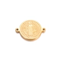 Gouden Sint-Benedictus medaille met dubbele gaten voor DIY armbanden en kettingen - Goud 18mm