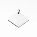 Rhombus stainless steel dog tag pendant in silver finish for DIY jewelry - Steel