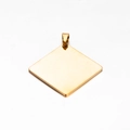 Polished gold square tag pendant in stainless steel with metal pinch bail connector - Gold