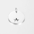 Stainless steel round pendant with star cutout and silver finish jump ring accessory - Steel Color Star