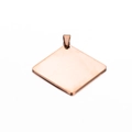 Polished rose gold square metal tag pendant with glossy finish and top ring connector - Rose Gold