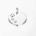 Pendentif cœur en acier inoxydable argenté poli avec découpe de patte et anneau - Couleur Acier Patte