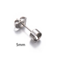 DIY 5mm ασημί γυαλισμένη βάση σκουλαρίκι από ανοξείδωτο ατσάλι με κούμπωμα πεταλούδα - 5mm Ασημί