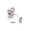 DIY stainless steel stud earring finding with 3mm cup and butterfly back in silver - 3mm / Steel