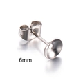DIY jewelry earring studs 6mm stainless steel round pearl cup and peg with butterfly backs - Steel 6mm