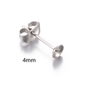 DIY 4mm silver stainless steel stud earring posts with butterfly backs for pearl settings - 4mm / Steel