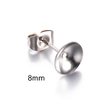 8mm stainless steel cup post earring finding with butterfly back for pearl jewelry DIY - Steel 8mm