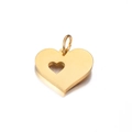 Pendentif coeur doré poli avec découpe en forme de coeur et anneau de raccord - Or Coeur