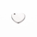 Polierter silberner Herzanhänger aus Edelstahl mit Loch für DIY-Schmuckherstellung - Stahlfarbe 9x10mm