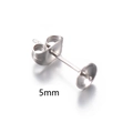5mm stainless steel pearl cup post earrings with butterfly backs for jewelry making - 5mm / Steel