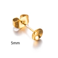 Golden 5mm stainless steel cup stud earring findings with butterfly backs for DIY jewelry - Gold 5mm
