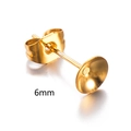 6mm gold-plated stainless steel stud earring base with butterfly back for DIY jewelry - Gold 6mm