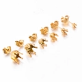 Golden stainless steel six-prong earring stud settings in multiple sizes with backs - 3mm / Gold with Backs