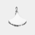 Ginkgo leaf shaped stainless steel fan pendant charm with polished silver finish - Steel Color Ginkgo Leaf