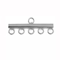 Silver multi-row slide tube clasp connector for layered necklace and bracelet making - Silver 5 Holes