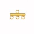 Golden stainless steel 3-hole spacer bar connector for multi-strand jewelry designs - Gold 3 Holes