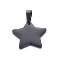 Star shaped black stainless steel pet ID tag with matte finish and top hanging ring - Black
