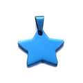 Star shaped stainless steel pet ID tag with smooth blue electroplated finish and ring - Blue