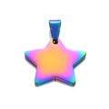 Star-shaped stainless steel pet ID tag with vibrant rainbow electroplated gradient finish - Colorful