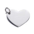 Polished silver heart pendant made of mirror-finish stainless steel with jump ring - Heart 1# / Steel