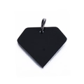 Placa para mascota de acero negro pulido en forma de diamante con anillo para grabado DIY - Negro