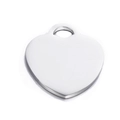 Polished silver heart-shaped stainless steel pendant charm with pre-drilled hole - Heart 2# / Steel