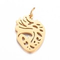 Golden anatomical hollow heart pendant made of polished stainless steel for DIY jewelry - Gold Heart