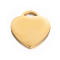Polished golden stainless steel heart-shaped pendant with bail for DIY jewelry - Heart 2# / Gold