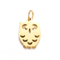 Polished hollow owl-shaped charm in gold finish with round hanging ring for jewelry DIY - Gold Owl