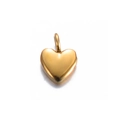 Colgante de corazón 3D minimalista en acero inoxidable pulido con baño de oro - Corazón