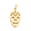 Gold hollow sugar skull charm made of polished stainless steel for DIY jewelry - Gold Skull