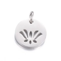 Polished silver stainless steel pendant featuring a hollow lotus flower pattern - Steel Color Lotus