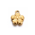 Colgante de flor dorada de 5 pétalos en acero inoxidable para creación de joyas DIY - Flor