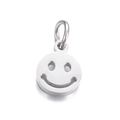 Polished stainless steel smiley face charm pendant for DIY jewelry making and crafts - Steel Smiley Face