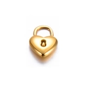 Colgante candado corazón dorado pulido con ojo de cerradura para joyería - Candado pequeño